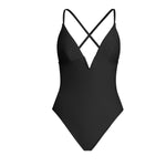 Load image into Gallery viewer, SEASELFIE V-Wire Cross Back One-piece Swimsuit For Women Black Sexy Backless Monokini Swimwear Bathing Suit Beachwear
