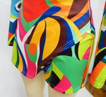 Load image into Gallery viewer, Echoine Colorful Print Long Sleeve Turn Down Callar Shorts Set