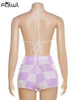 Load image into Gallery viewer, Summer Knitted Plaid Bodycon Two Piece Sets For Women