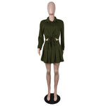 Load image into Gallery viewer, Echoine Long Sleeve Lace Up Shirt Pleated Mini Skirt Set