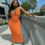 Load image into Gallery viewer, Women Close-fitting Sexy Ribbed Summer Sundress Solid Color Sleeveless Bodycon