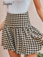 Load image into Gallery viewer, Simplee Office plaid shawl collar women blazer autumn Elegant houndstooth high waist pleated skirt Long sleeve pocket blazer