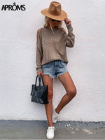 Load image into Gallery viewer, Aproms Elegant Cold Shoulder Knitted Loose Sweaters Women