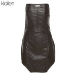 Load image into Gallery viewer, KLALIEN Fashion Casual Turn-down Collar Zipper Slim PU Leather Coat For Women Streetwear Short Jacket Solid Black Y2K Clubwear