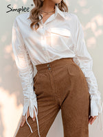 Load image into Gallery viewer, Simplee Cotton shirring pocket women shirt