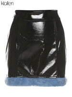 Load image into Gallery viewer, KLALIEN Fashion Casual Patchwork PU Leather Long Sleeve Turndown Collar Single Breasted Jacket For Women Cool Streetwear Coat