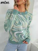 Load image into Gallery viewer, Aproms Elegant Green Tie Dye Knitted Sweater