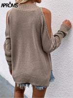 Load image into Gallery viewer, Aproms Elegant Cold Shoulder Knitted Loose Sweaters Women