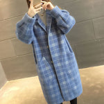 Load image into Gallery viewer, long plaid coat autumn winter thick loose suit collar warm autumn winter coat