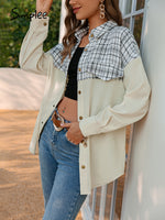 Load image into Gallery viewer, Simplee Office lady long sleeves plaid buttons pocket shirt coat women Patchwork loose causal coats Autumn female lapel outwear