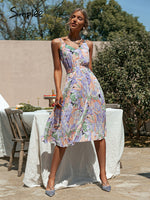 Load image into Gallery viewer, Simplee V-neck holiday pleated print summer dress
