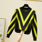 Load image into Gallery viewer, Knitted Women Sweater Loose Striped Jersey