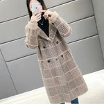 Load image into Gallery viewer, long plaid coat autumn winter thick loose suit collar warm autumn winter coat