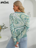 Load image into Gallery viewer, Aproms Elegant Green Tie Dye Knitted Sweater