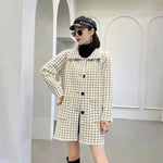 Load image into Gallery viewer, long plaid coat autumn winter thick loose suit collar warm autumn winter coat