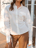 Load image into Gallery viewer, Simplee Cotton shirring pocket women shirt