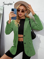 Load image into Gallery viewer, Simplee Houndstooth green pocket office blazer