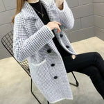 Load image into Gallery viewer, long plaid coat autumn winter thick loose suit collar warm autumn winter coat