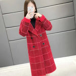Load image into Gallery viewer, long plaid coat autumn winter thick loose suit collar warm autumn winter coat