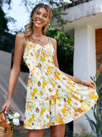 Load image into Gallery viewer, Simplee Spaghetti strap cotton white mini dress