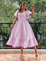 Load image into Gallery viewer, Simplee Puff sleeve sexy corset women party dress Elegant slash neck sweet evening dresses