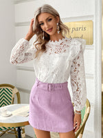 Load image into Gallery viewer, Simplee Elegant white lace blouse women