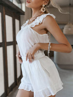 Load image into Gallery viewer, Simplee Casual White Cotton Women Short Sets