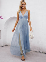 Load image into Gallery viewer, Simplee Mesh backless pink lace women blue party long dress summer Elegant v-neck even maxi dresses