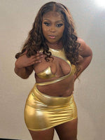 Load image into Gallery viewer, Sexy Silm Hollow Out Bodycon Dress For Women Clothes O-Neck Folding Lace-up Outfit Streetwear Backless Metallic Vestido De Mujer