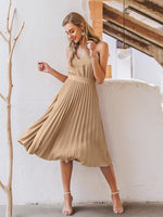 Load image into Gallery viewer, Simplee V-neck holiday pleated print summer dress