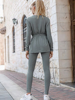 Load image into Gallery viewer, Simplee Casual lace up sheath two piece sets women Sportwear long sleeve ladies tracksuit sets autumn O-neck fitness pants set