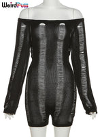 Load image into Gallery viewer, Weird Puss Rip Romper Women See Through Summer Clubwear