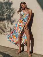 Load image into Gallery viewer, Simplee Sexy holiday print straps backless summer party dress