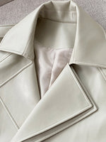 Load image into Gallery viewer, Lautaro Spring Autumn Long Faux Leather Trench Coat