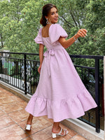 Load image into Gallery viewer, Simplee Puff sleeve sexy corset women party dress Elegant slash neck sweet evening dresses