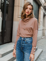 Load image into Gallery viewer, Simplee Women loose pearl button sweatshirt