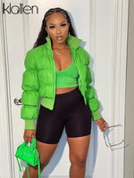 Load image into Gallery viewer, KLALIEN Fashion Casual Slim Zipper Winter Jacket Women Simple Solid Office Lady Warm Thicken Padded Jacket Office Lady Street