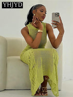 Load image into Gallery viewer, Women Knitted See Through Bodycon Beach Vacation White Long Dress