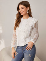 Load image into Gallery viewer, Simplee Elegant ruffle lace patchwork o-neck long sleeves
