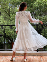 Load image into Gallery viewer, Simplee Elegant lantern sleeve lace party dress