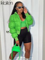 Load image into Gallery viewer, KLALIEN Fashion Casual Slim Zipper Winter Jacket Women Simple Solid Office Lady Warm Thicken Padded Jacket Office Lady Street