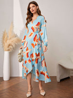 Load image into Gallery viewer, Simplee Casual leopard v-neck split maxi dress