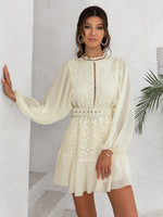 Load image into Gallery viewer, Simplee Elegant lace patchwork chiffon women dress summer