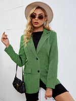 Load image into Gallery viewer, Simplee Houndstooth green pocket office blazer
