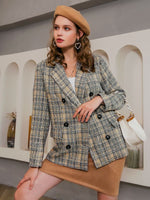 Load image into Gallery viewer, Simplee Houndstooth green pocket office blazer