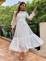 Load image into Gallery viewer, Simplee Elegant lantern sleeve lace party dress