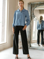 Load image into Gallery viewer, Simplee Office lady ruffle blouse shirt spring summer Solid button up long sleeve shirt