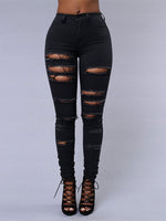 Load image into Gallery viewer, White Hole Ripped Jeans Hight Waist Skinny Bodycon Sexy Trousers Pencil Pants