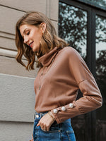 Load image into Gallery viewer, Simplee Women loose pearl button sweatshirt