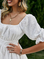 Load image into Gallery viewer, Simplee Lace up hollow out knot summer white dress